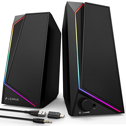 Speakers LENRUE: LENRUE Computer Speakers USB/USB-C Powered – Front View