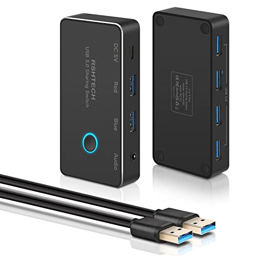 USB 3.0 Switch: RSHTECH Aluminum USB Switch Selector with 4 – Front View