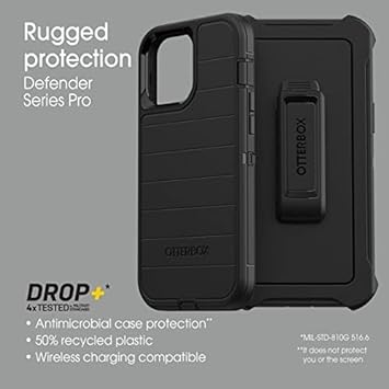 OTTERBOX Defender Series SCREENLESS Edition Case for iPhone 13 Pro Max & iPhone 12 Pro Max (Defender Pro Series, Black)