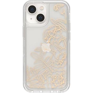 OtterBox Symmetry Series iPhone 12/13 Mini Case, Marigold Clear and Gold Flower Design, Apple Phonecase, Slim Fit, Raised Screen Bumper, MagSafe Wireless Charging Compatible