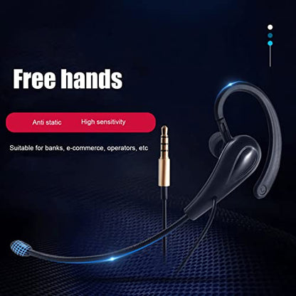 Call Center Headset: ASHATA Single Ear Hook 3.5mm Noise – Side View