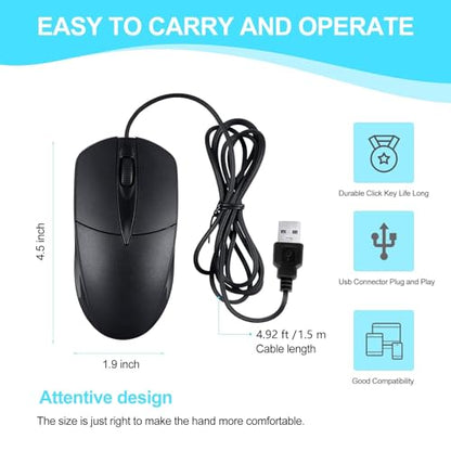 Mouse Computer: SUNYIWJIE 10 PCS Black Wired Computer Mouse – Side View