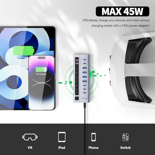 Powered Hub: Minisopuru USB C Hub 10Gbps Data Transfer – In Use