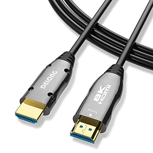 Fiber Cable: Delong 8K Fiber Optic HDMI 2.1 Cable 30ft – Front View