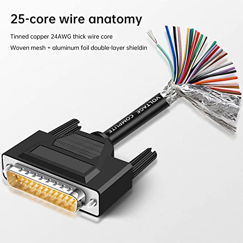 Cable Jienk: Jienk 6.56Ft 24AWG DB25 Male RS232 25Pin – Side View