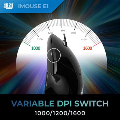 Adesso Wired Vertical Ergonomic Illuminated Optical – Back View