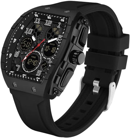 Mens Watches: Black Reloj para Hombre Unique Rectangle – Side View