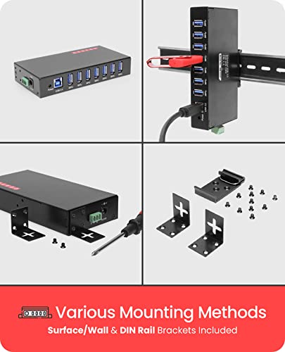 Gearmo 7 Port USB 3.0 Hub: Industrial Grade Rugged Metal – In Use