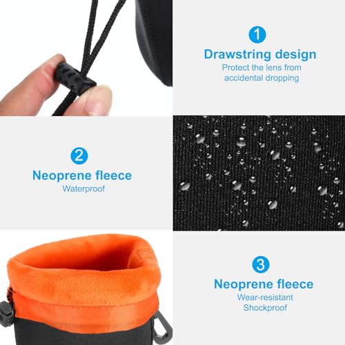 PATIKIL Camera Lens Bag: 2 Pcs 3.7" ID x 7.1" H Drawstring – In Use