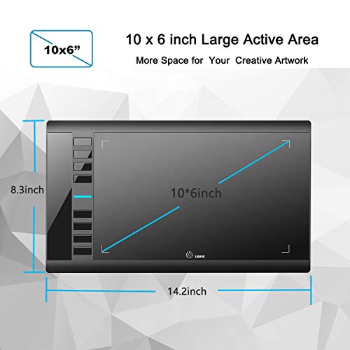 Tablet Graphics: UGEE M708 10x6 Inch Large Drawing Tablet – Side View