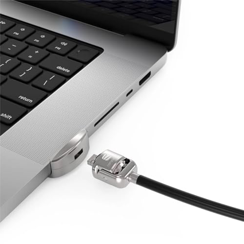 Laptop Lock: Compulocks Ledge Lock Adapter and Keyed Cable – Side View