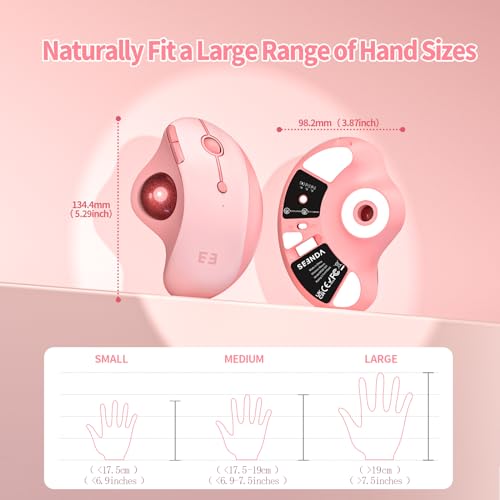 Mouse Bluetooth: Seenda Wireless Trackball Ergonomic – Back View