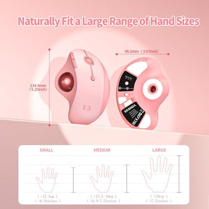 Mouse Bluetooth: Seenda Wireless Trackball Ergonomic – Back View