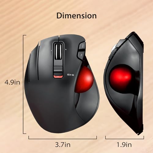 ELECOM EX-G Left Handed Ergonomic Trackball Mouse – Size Reference