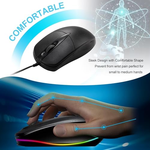 Mouse Computer: SUNYIWJIE 10 PCS Black Wired Computer Mouse – In Use