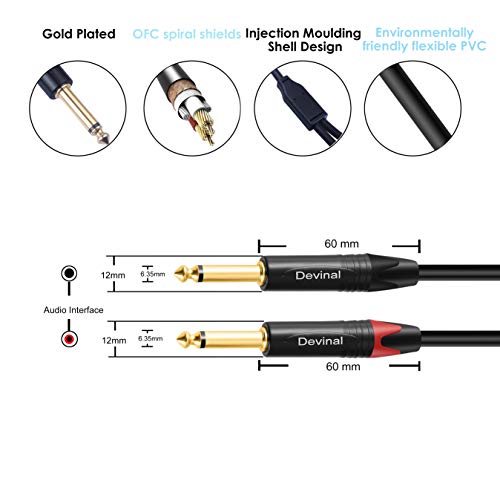 Devinal Dual: Devinal USB to Dual 1/4 Stereo Audio Cable – Side View