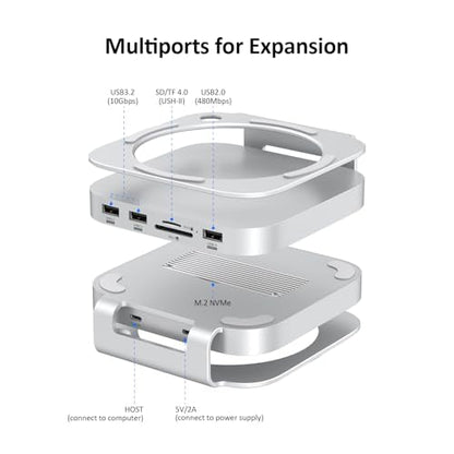 Mac Akyyajaure Hub: 9-in-1 Aluminum Stand and Dock for Mac – Side View