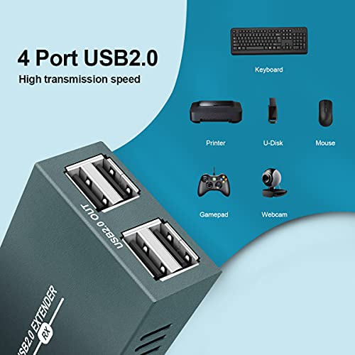 USB Extender Over Ethernet: RJ45 LAN Extension with 4 USB – Side View