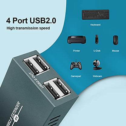 USB Extender Over Ethernet: RJ45 LAN Extension with 4 USB – Side View