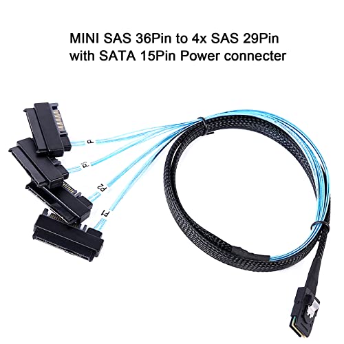SAS SFF-8087: ADCAUDX 2Pack Mini-SAS to SAS Cable 0.5M – Side View
