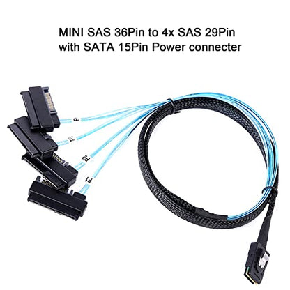 SAS SFF-8087: ADCAUDX 2Pack Mini-SAS to SAS Cable 0.5M – Side View