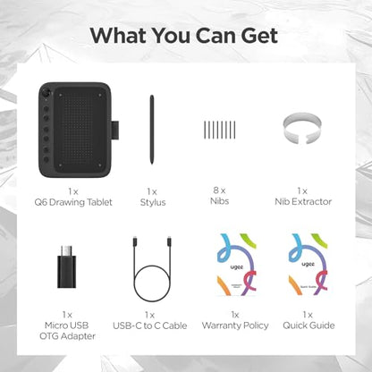 Drawing Tablet: UGEE Q6 6.5x4 Inch Graphic Tablet with 6 – Additional Angle
