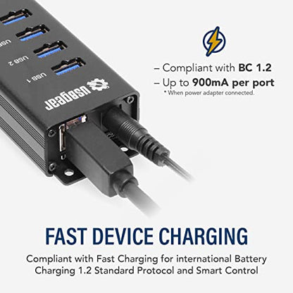 7-Port USB 3.2 Gen 1 Charging and SuperSpeed Mountable Data – In Use