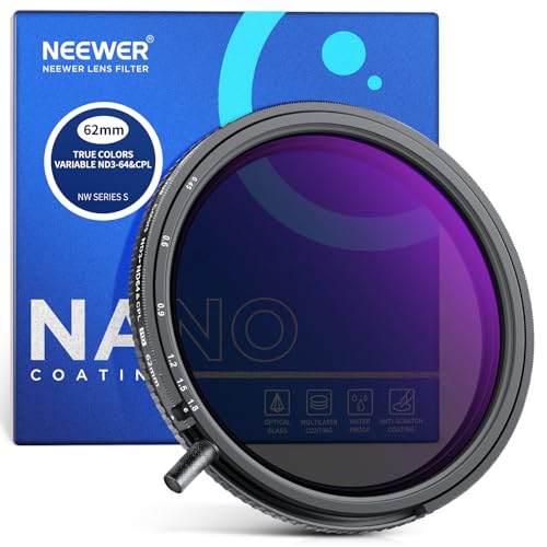 NEEWER 62mm True Colors Variable ND&CPL Filter with Putter – Front View