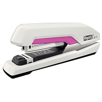 Rapid S17 Super Flat Clinch Stapler, Full-Strip, White/Pink (5000597)