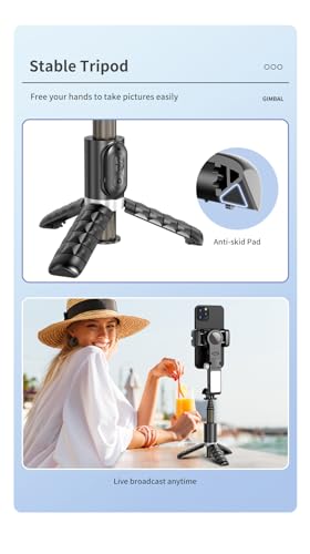 Stabilizer Gimbal: 3-Axis Smartphone Stabilizer with Tripod – Side View