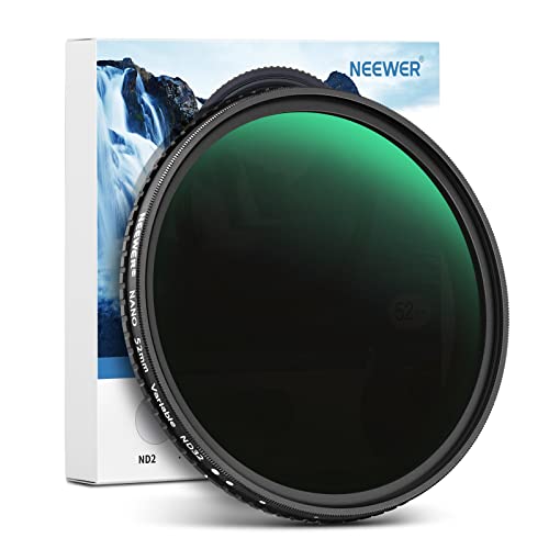 NEEWER 52mm HD Variable ND Filter ND2-ND32 (1-5 Stops) No X – Front View