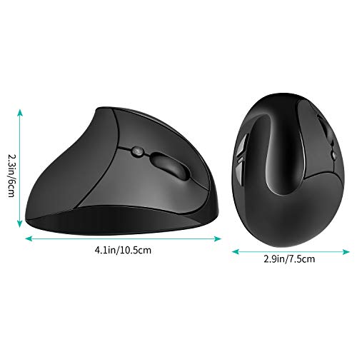 Aurtec Vertical Mouse: Aurtec Rechargeable 2.4G Wireless – Back View