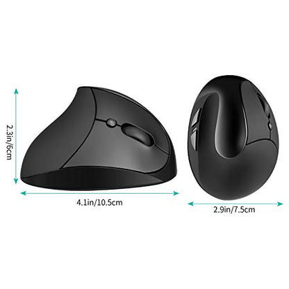 Aurtec Vertical Mouse: Aurtec Rechargeable 2.4G Wireless – Back View