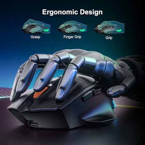 Mouse Chatreey: Chatreey Wireless Gaming Mouse Programmable – Back View