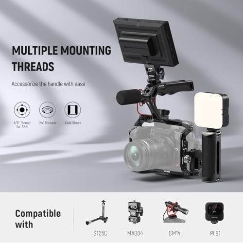 NEEWER Camera Top Handle with 3/8" Wing Screw & Locating – Back View