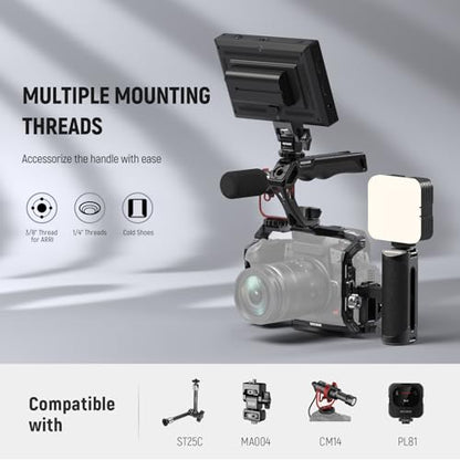 NEEWER Camera Top Handle with 3/8" Wing Screw & Locating – Back View