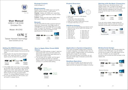 EDID THWT: THWT HDMI 2.1 4K EDID Emulator PRO Model 4K-EW2 – Side View