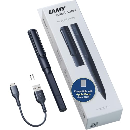 iPad Pen: LAMY Safari Note+ Steel Black Premium Stylus – Front View