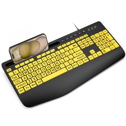 Sablute Large Print Keyboard: Wired Computer Keyboards with – Front View
