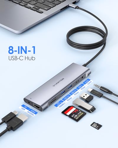 LENTION 3.3FT Long Cable USB C Hub with 4K HDMI – Side View