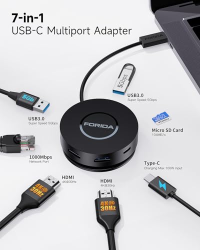Docking Station: FORIDA Mini USB C Docking Station Dual – Side View