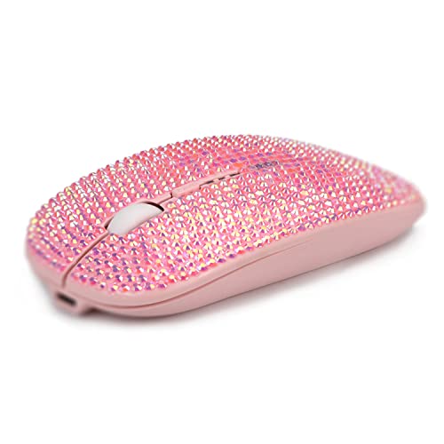 Pink Colorful Bling Luxury Crystal Rhinestone 2.4G Wireless – Close-up Detail