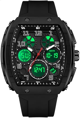 Mens Watches: Black Reloj para Hombre Unique Rectangle – Front View