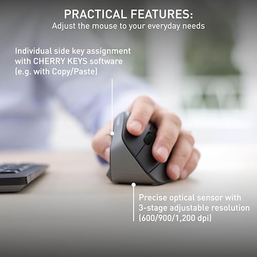 Cherry MW 4500: Ergonomic Wireless Mouse – Back View