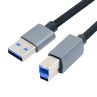NFHK USB 3.0 Type-A Male to Standard 3.0 B Male Cable Silver 5Gbps for Disk SSD Camera Data 30cm