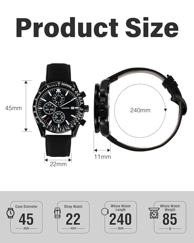 Men Leather Watch: Casotime Chronograph 30M Waterproof Big – Packaging
