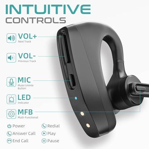 Work Bluetooth Headset: Wireless Earpiece with 450mAh – In Use