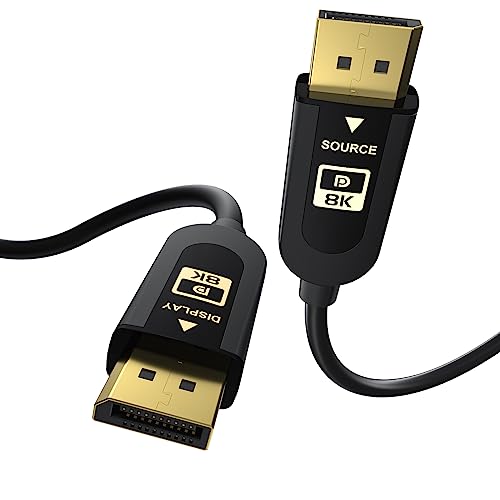 16k Cable: FIBBR 16K Fiber Optic DisplayPort Cable 2.1 – Front View