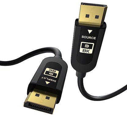 16k Cable: FIBBR 16K Fiber Optic DisplayPort Cable 2.1 – Front View
