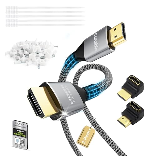 HDMI Cable 2ft: Certified 8K Cable 2-Pack 48Gbps Ultra HD – Front View
